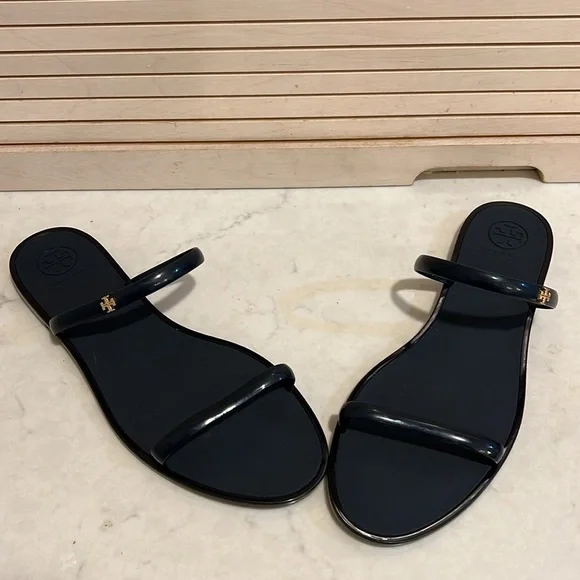 Tory Burch Women’s Navy Slip On Two Strap Jelly Slide Size 11 - Picture 7 of 9